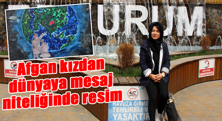 Afgan kızdan dünyaya mesaj niteliğinde resim