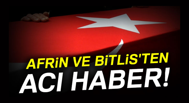 Afrin ve Bitlis'ten acı haber geldi
