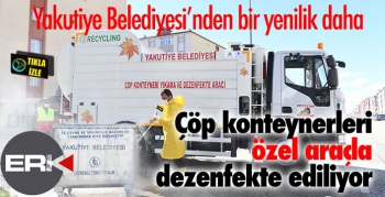 Çöp konteynerleri özel araçla dezenfekte ediliyor