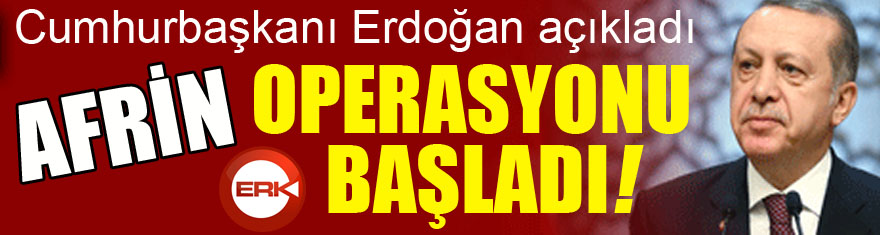 Cumhurbaşkanı Erdoğan: 'Afrin operasyonu sahada fiilen başlamıştır'