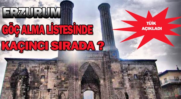 Erzurum göç alma listesinde kaçıncı sırada?