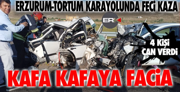 Erzurum-Tortum yolunda feci kaza... 4 kişi can verdi...