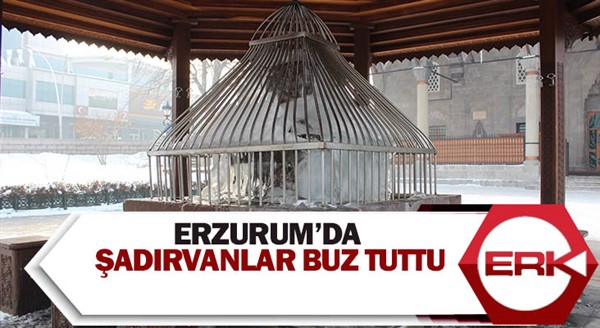 Erzurum’da şadırvanlar buz tuttu