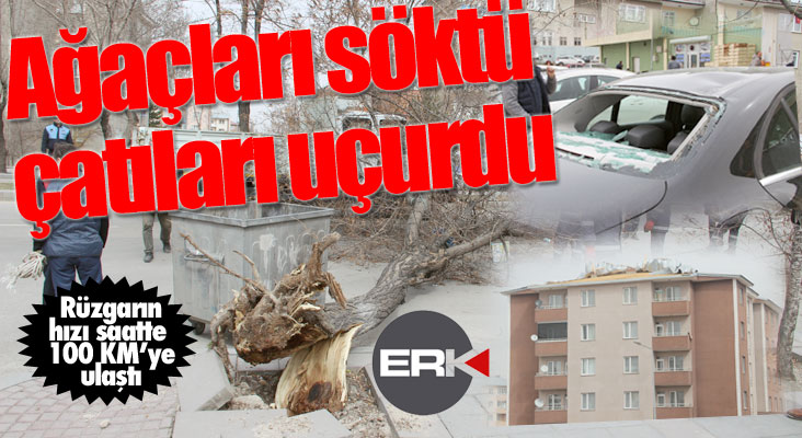 Erzurum’da şiddetli rüzgar hayatı adeta felç etti