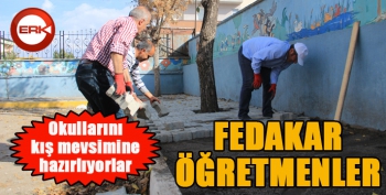 Fedakar öğretmenler okullarını kış mevsimine hazırlıyor