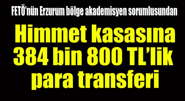 Fetö'nün akademisyen sorumlusundan ‘himmet’ asasına 384 bin 800 TL’lik para transferi