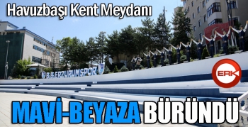 Havuzbaşı Kent Meydanı mavi beyaza büründü