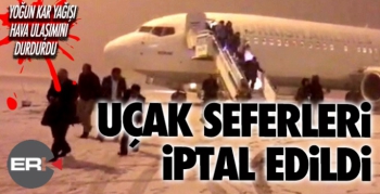 Erzurum’da yoğun kar yağışı, uçak seferleri iptal edildi