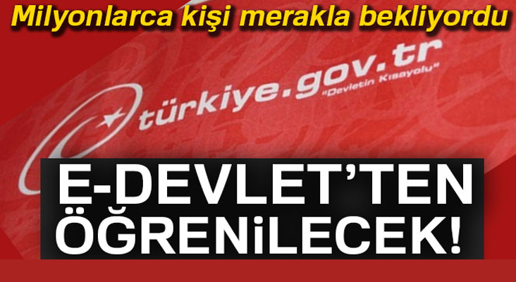 Milyonlarca kişi merakla bekliyordu! e-Devlet'ten öğrenilebilecek