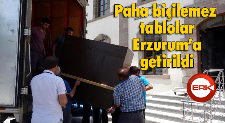 Paha biçilemez tablolar geniş güvenlik önlemi altında Erzurum'a getirildi