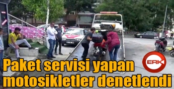 Paket servisi yapan motosikletler denetlendi