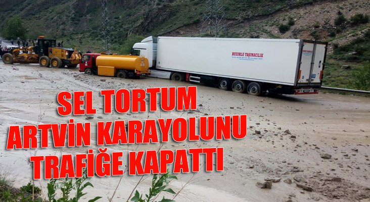 Sel Tortum-Artvin karayolunu trafiğe kapattı