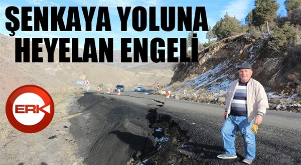 Şenkaya yoluna heyelan engeli