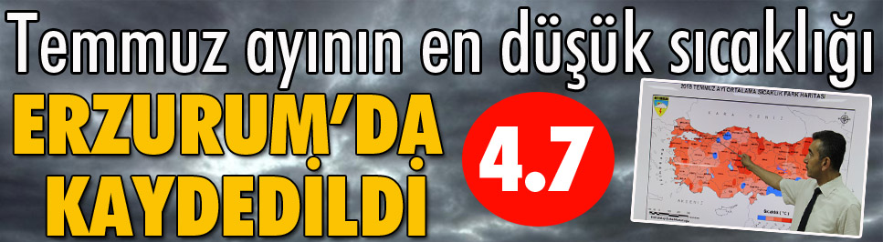 Temmuz ayının en düşük sıcaklığı 4,7 derece ile Erzurum'da kaydedildi'