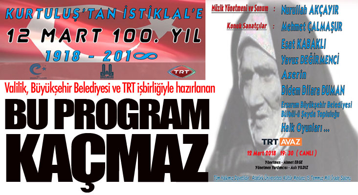 TRT'den muhteşem 12 Mart programı... 