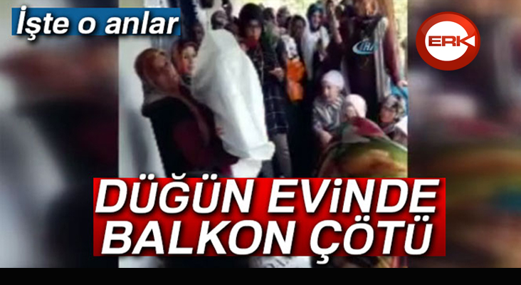 Vatandaşların ağırlığına dayanamayan ahşap balkon çöktü