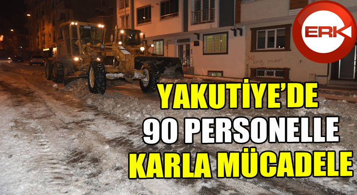 Yakutiye'de kar çalışması 