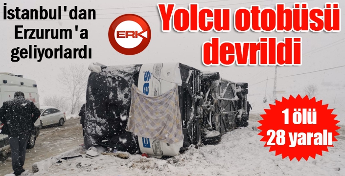 Yolcu otobüsü devrildi:1 ölü, 38 yaralı