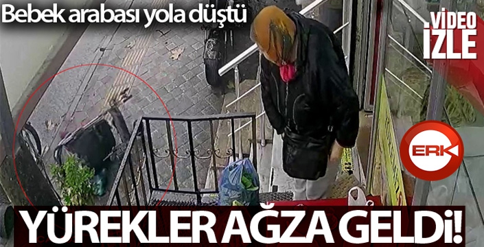 Annesinin bebek arabasının içinde yalnız bıraktığı çocuk yola düştü