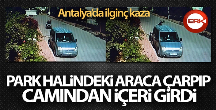 ATV sürücüsü park halindeki araca çarpıp camından içeri girdi