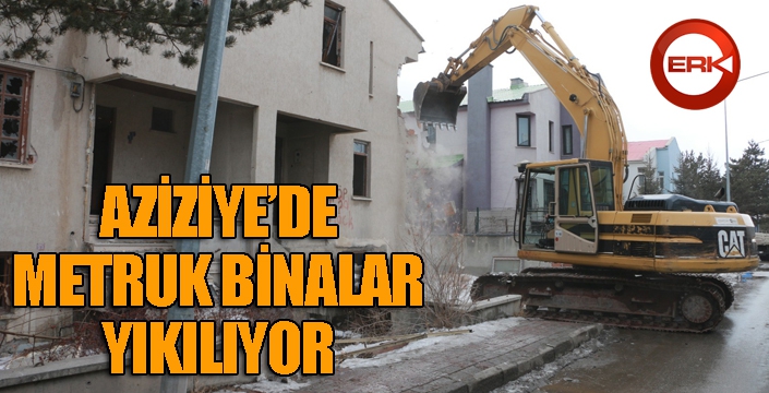 Aziziye'de kar kış demeden yıkım çalışması yapılıyor