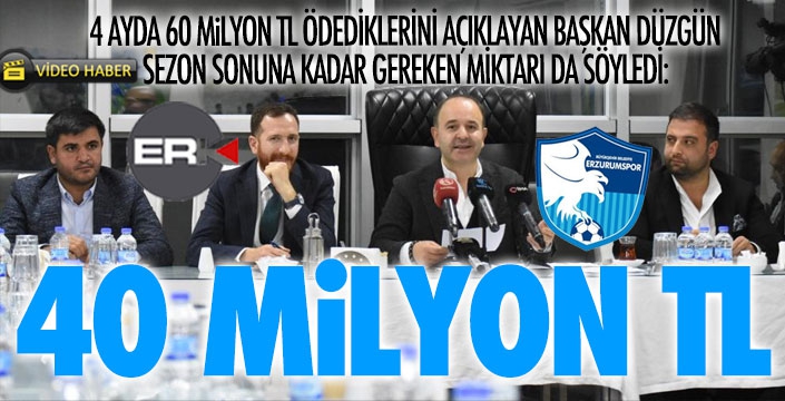 Başkan Düzgün'den net açıklama: Sezon sonuna kadar 40 milyon TL lazım!
