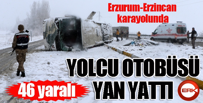 Buzlanan yolda otobüs yan yattı: 46 yaralı