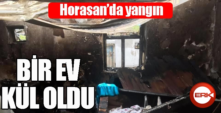 Çıkan yangında bir ev tamamen kül oldu