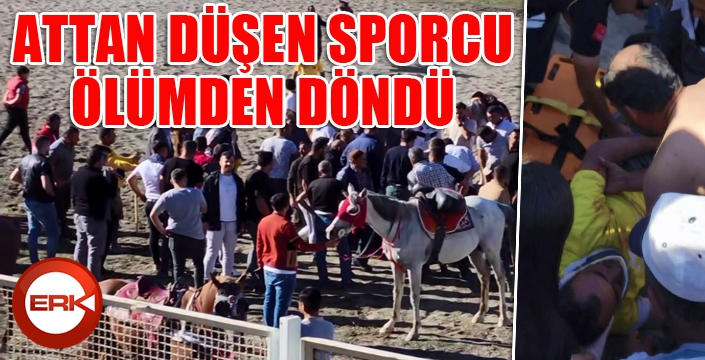 Cirit müsabakasında atlar çarpıştı, yerde kalan sporcunun üzerinden at geçti