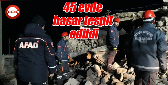 Depremde 45 evde hasar tespit edildi