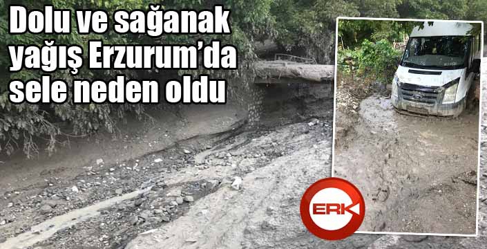 Dolu ve sağanak yağış Erzurum’da sele neden oldu