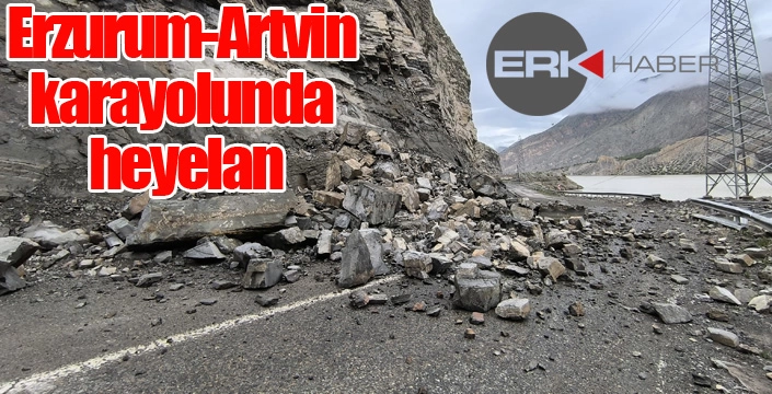 Erzurum-Artvin kara yolunda heyelan