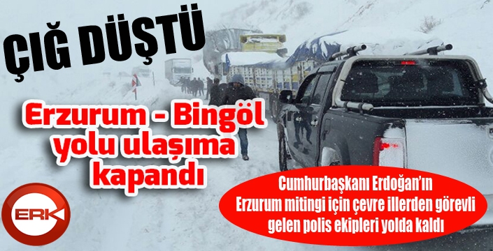 Erzurum-Bingöl karayolu çığ düşmesi sonucu ulaşıma kapandı