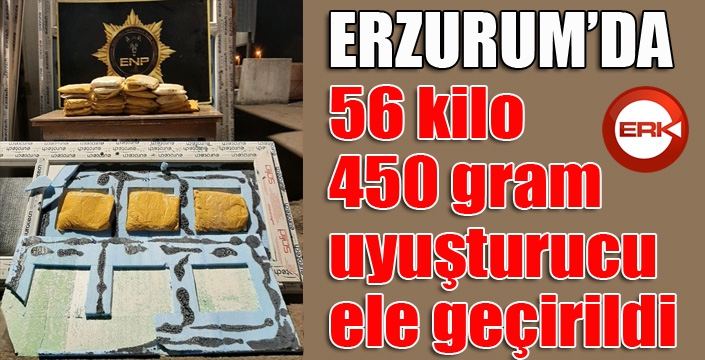 Erzurum'da 56 kilo 450 gram uyuşturucu ele geçirildi