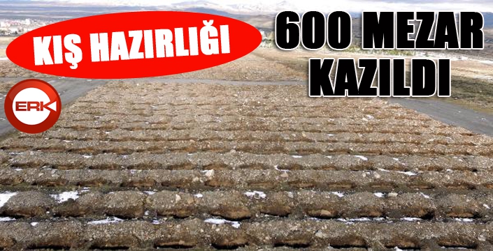 Erzurum'da dondurucu soğuklar öncesi mezarlıklarda çalışma