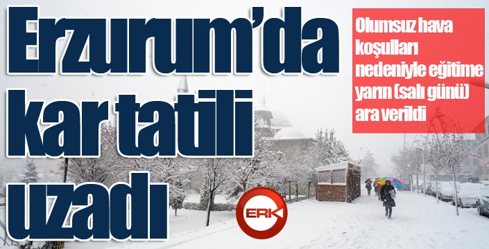 Erzurum'da kar tatili bir gün daha uzadı...
