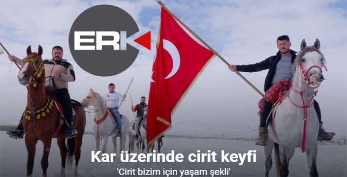 Erzurum’da kar üzerinde cirit keyfi