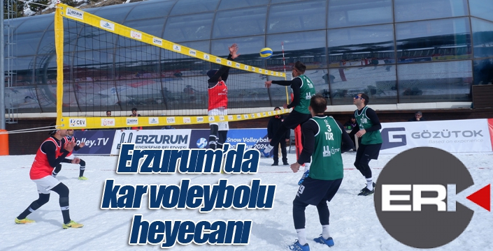 Erzurum’da kar voleybolu heyecanı