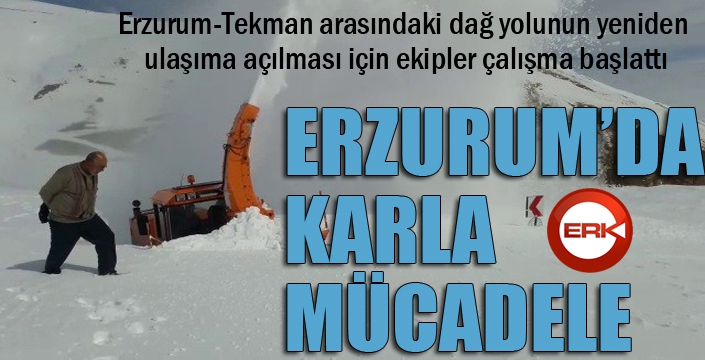 Erzurum'da karla mücadele...