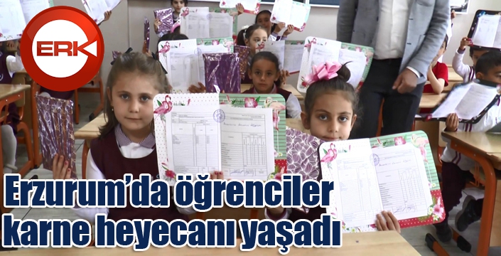 Erzurum’da öğrenciler karne heyecanı yaşadı