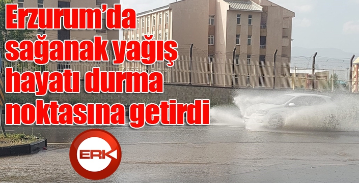Erzurum’da sağanak yağış hayatı durma noktasına getirdi