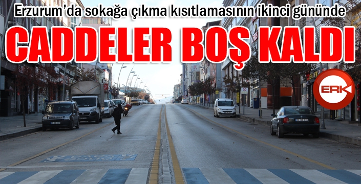 Erzurum’da sokağa çıkma kısıtlamasının ikinci gününde caddeler boş kaldı