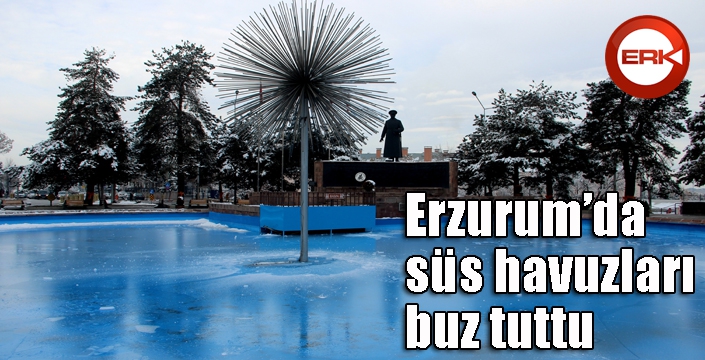 Erzurum’da süs havuzları buz tuttu