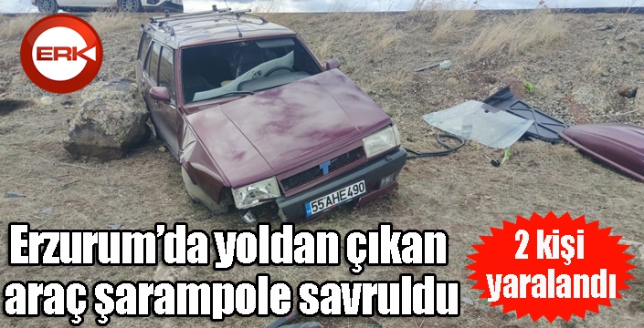 Erzurum’da yoldan çıkan araç şarampole savruldu: 2 yaralı