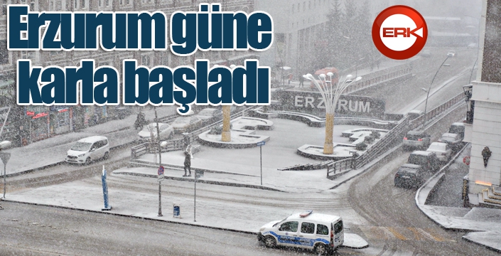 Erzurum güne karla başladı