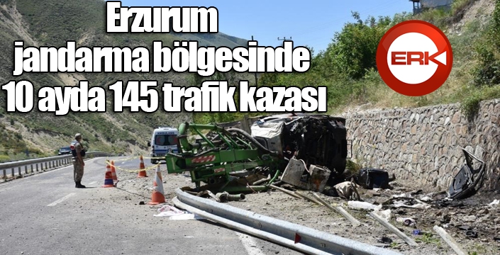 Erzurum jandarma bölgesinde 10 ayda 145 trafik kazası