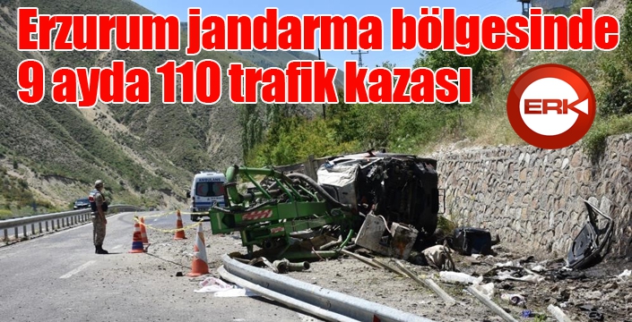 Erzurum jandarma bölgesinde 9 ayda 110 trafik kazası