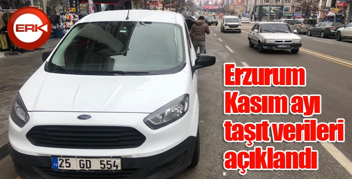 Erzurum Kasım ayı taşıt verileri açıklandı