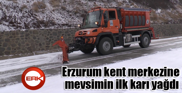 Erzurum kent merkezine mevsimin ilk karı yağdı