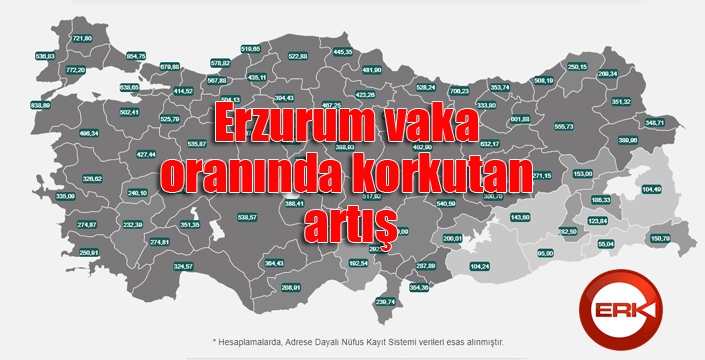 Erzurum vaka oranında anormal artış